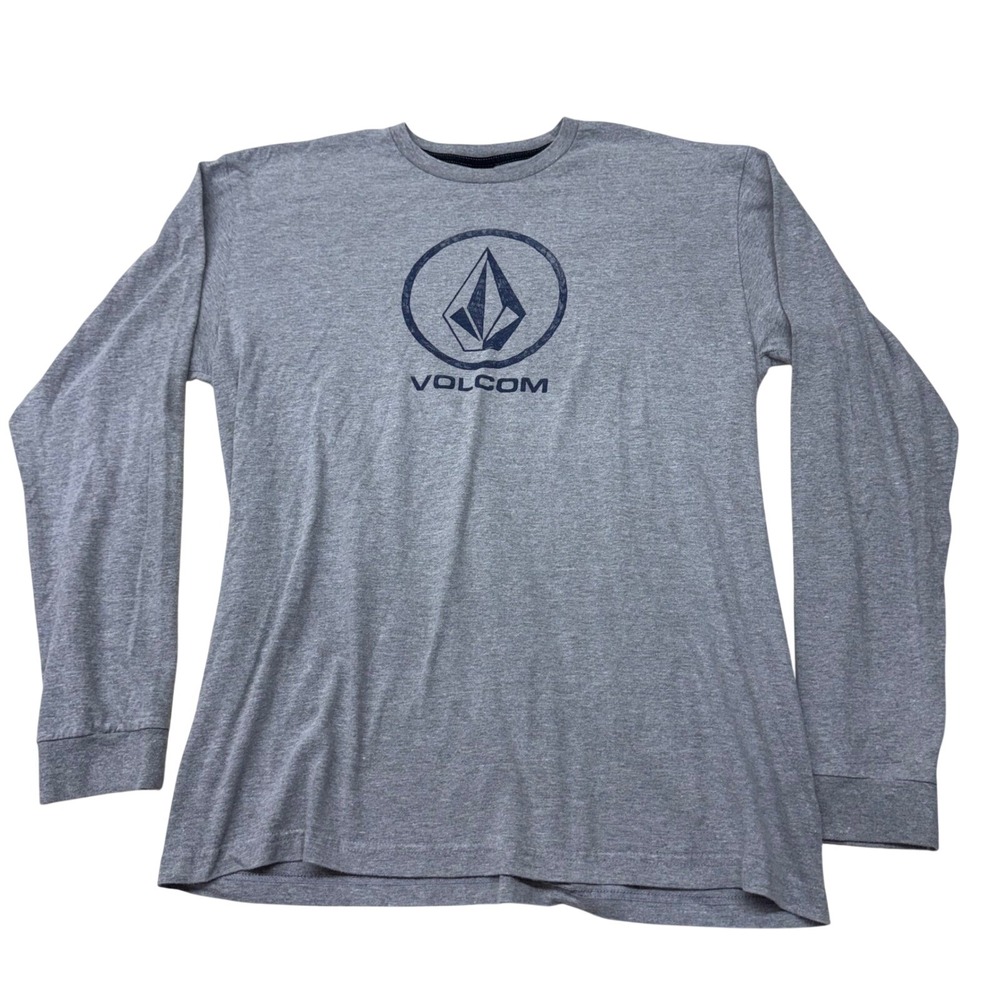 Volcom Mens Long Sleeve Graphic T-Shirt Heather Gray Stone Logo XL